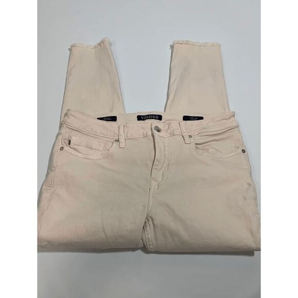 Vigoss Light Pink Distressed Frayed Hem Marley Super Skinny Mid Rise Denim Jean - Picture 4 of 11